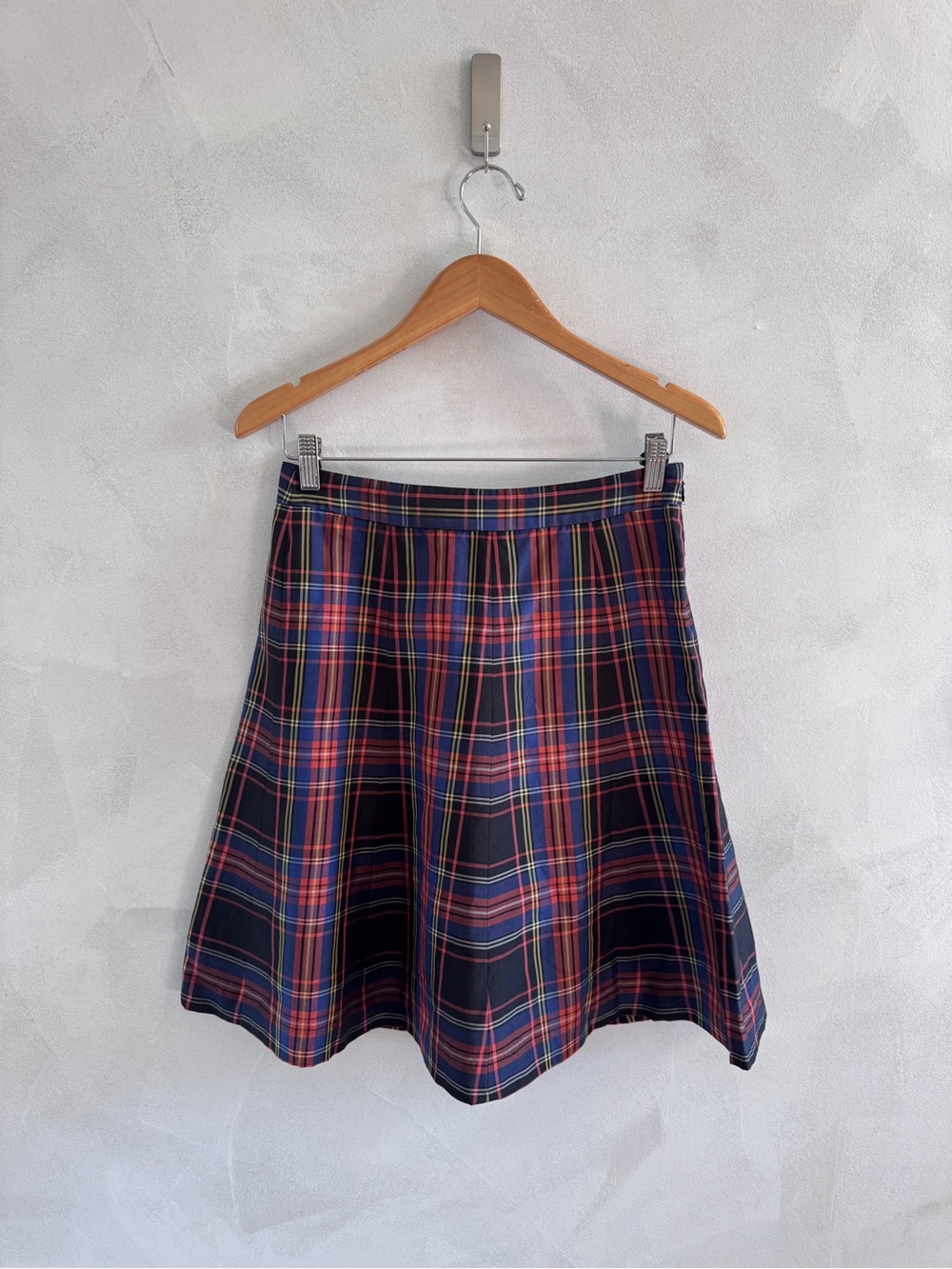 J. Crew - Silk Plaid A-Line Mini Skirt in Navy and Red